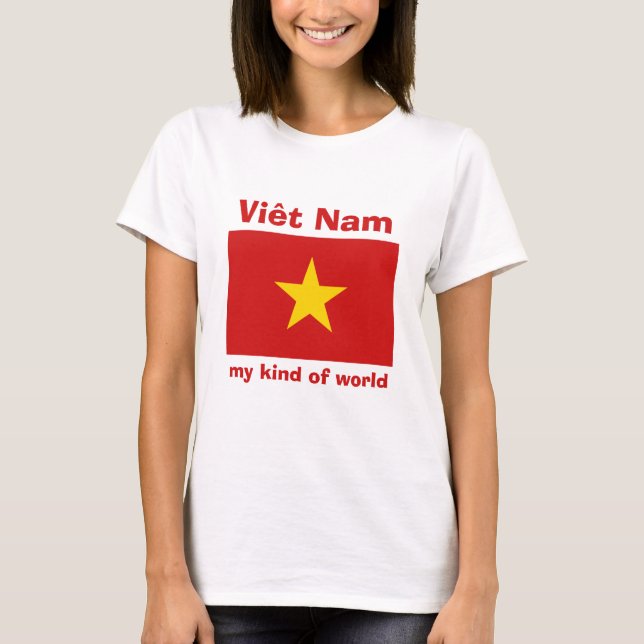 Camiseta con bandera de Vietnam + mapa + texto (Anverso)