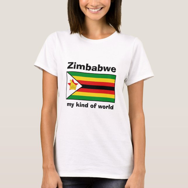 Camiseta con bandera de Zimbabue + mapa + texto (Anverso)