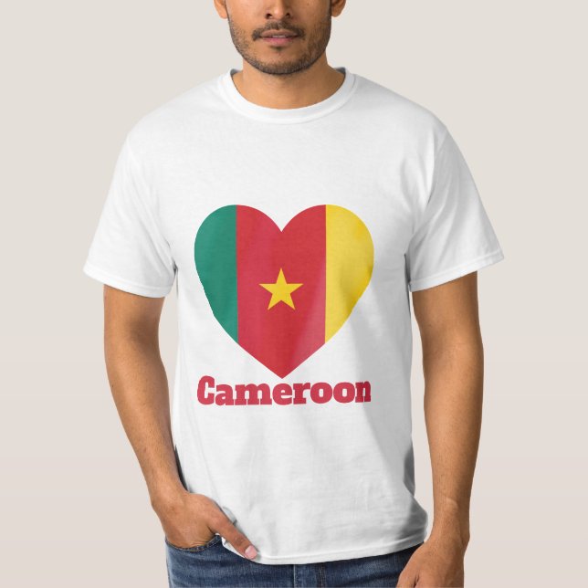 Camiseta con bandera del corazón de Camerún (Anverso)