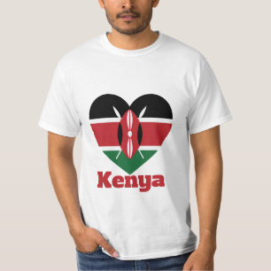 Camiseta con bandera del corazón de Kenia