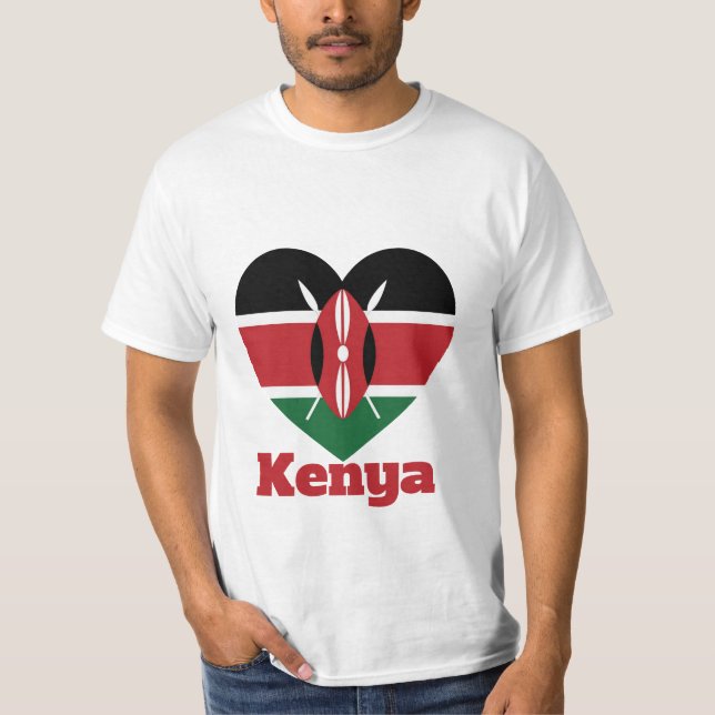 Camiseta con bandera del corazón de Kenia (Anverso)