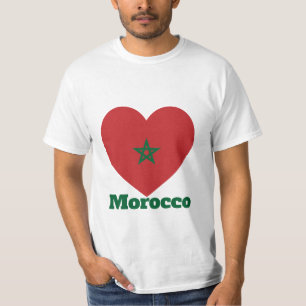 Camiseta con bandera del corazón de Marruecos