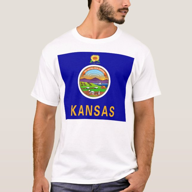 Camiseta con bandera del estado de Kansas EE.UU. (Anverso)