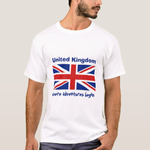Camiseta con bandera del Reino Unido + mapa + text