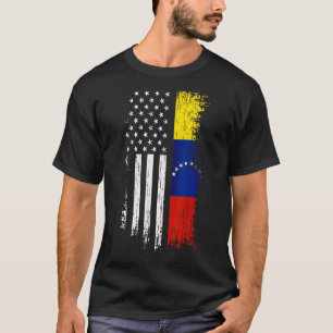 Camiseta con bandera estadounidense venezolana - O