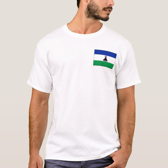 Camiseta con Bandera y Mapa de Lesotho (Anverso)