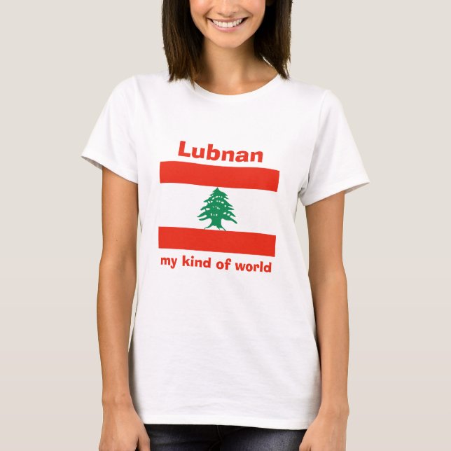 Camiseta con bandera y mapa de Líbano + texto (Anverso)