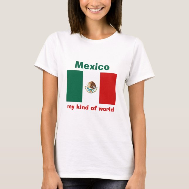 Camiseta con bandera y mapa de México + texto (Anverso)