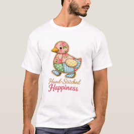 Camiseta con bordado de pato de patchwork – “Hand‑