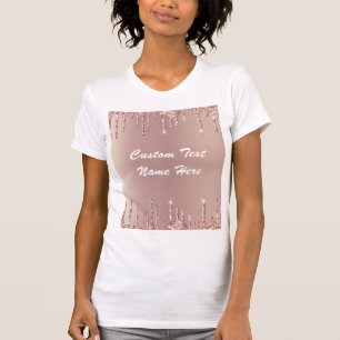 Camiseta con Brillo Dorado Rosado con Texto Person