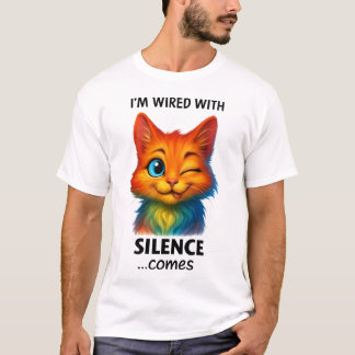 Camiseta Con Cables de Silencio Cita Poética Divertida