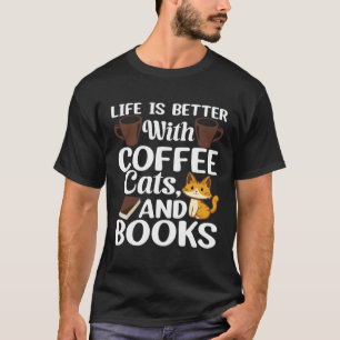 Camiseta con café gatos y libros Barista Espresso