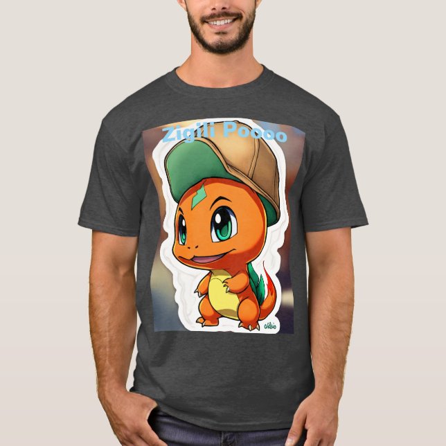 Camiseta con Charmander estilo chibi con gr brilla (Anverso)