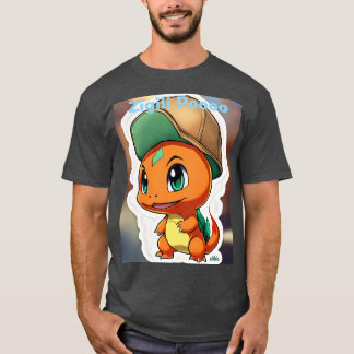 Camiseta con Charmander estilo chibi con ojos verd