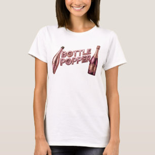 Camiseta con cita de BOTTLE POPPER roja llamativa