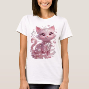 Camiseta con cita de GATO BRILLANTE ROSA PLATA jug