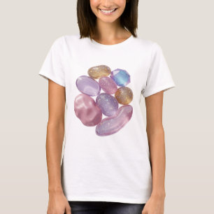 Camiseta con cita de piedras espaciales de plata e