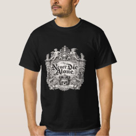 Camiseta con cita gótica de cráneo que nunca muere