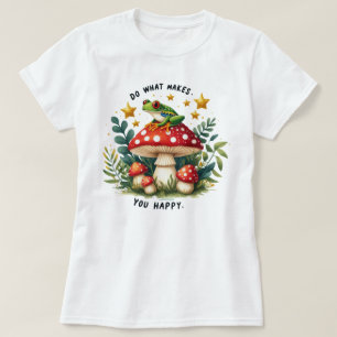 Camiseta con cita gráfica inspiradora de rana feli