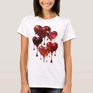 Camiseta con cita HEARTS OF GLITTER de plata elega