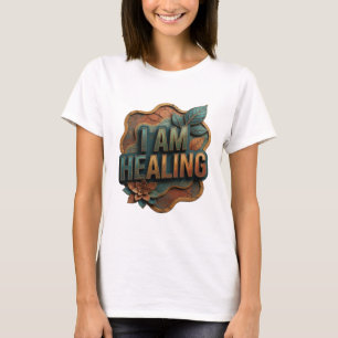 Camiseta con cita I AM HEALING de color naranja ju
