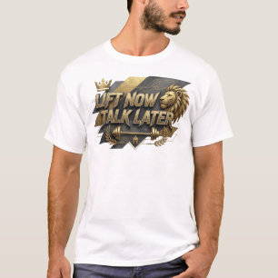 Camiseta con cita LIFT NOW TALK LATER naranja llam