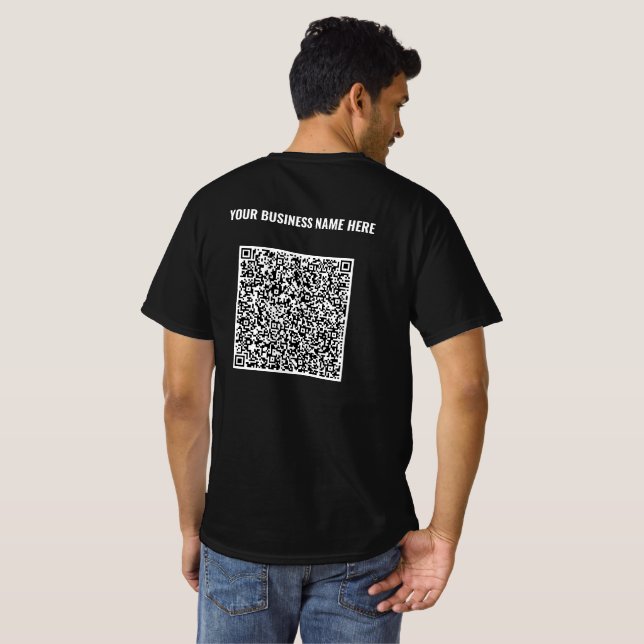 Camiseta con código QR con el nombre de su empresa (Reverso completo)