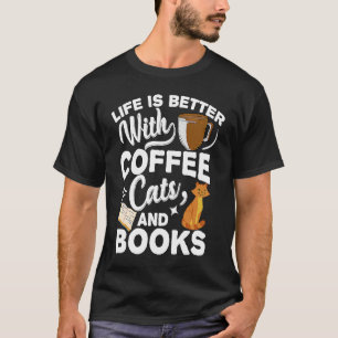 Camiseta con Coffee cats y Books Barista Espresso