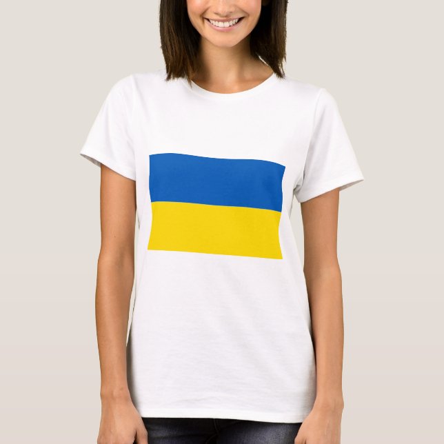 Camiseta con colores de bandera de Ucrania sólida (Anverso)