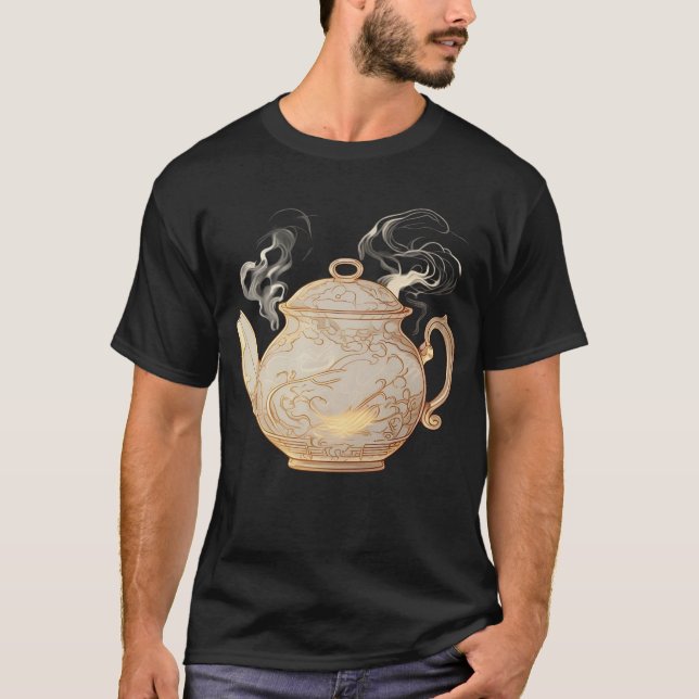 Camiseta con Contorno de Tetera Elegante (Anverso)