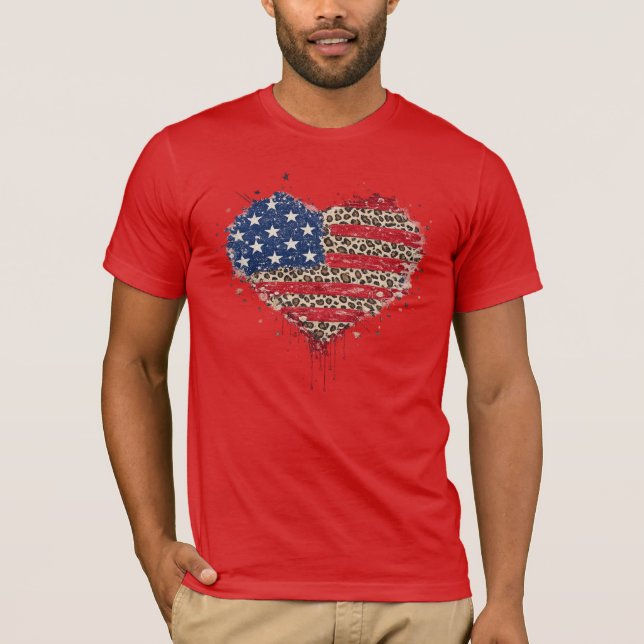 Camiseta con corazón de estampado de leopardo patr (Anverso)