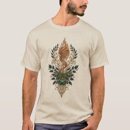 Camiseta con Cresta Botánica de Llama Dorada Ornam