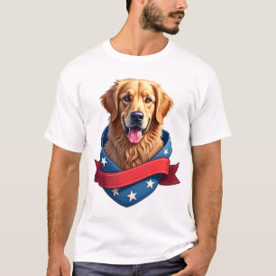 Camiseta con cresta de bandera de Golden Retriever