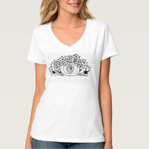 Camiseta con cuello de pico básica en blanco con