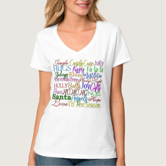Camiseta con cuello de pico de las palabras del