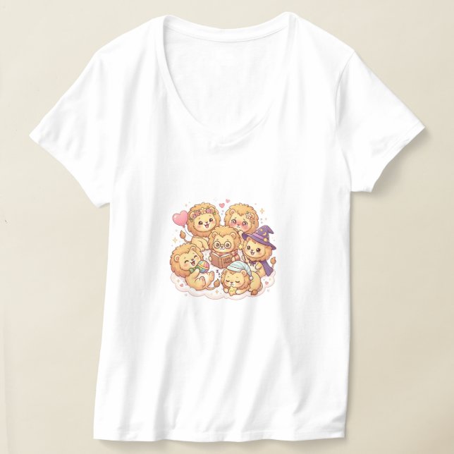 Camiseta con cuello en V Amigos Leones (Distribución )