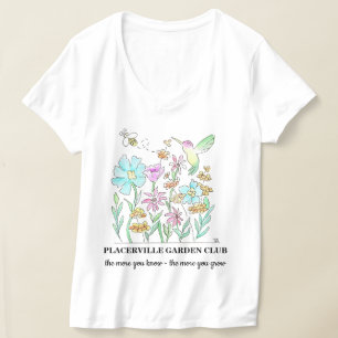 Camiseta con cuello en V con diseño de jardín
