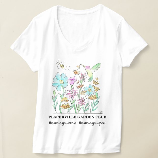 Camiseta con cuello en V con diseño de jardín (Distribución )