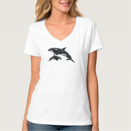 Camiseta con cuello en V de ballena asesina