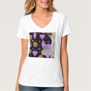Camiseta con cuello en V Pink Diamonds & Golden St