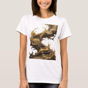 Camiseta con declaración de arte abstracto dorado