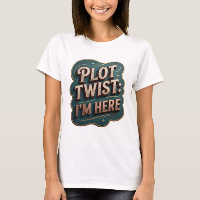 Camiseta con declaración icónica en oro PLOT TWIST (Anverso)