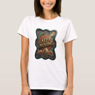 Camiseta con declaración icónica KEEP MOVING en or