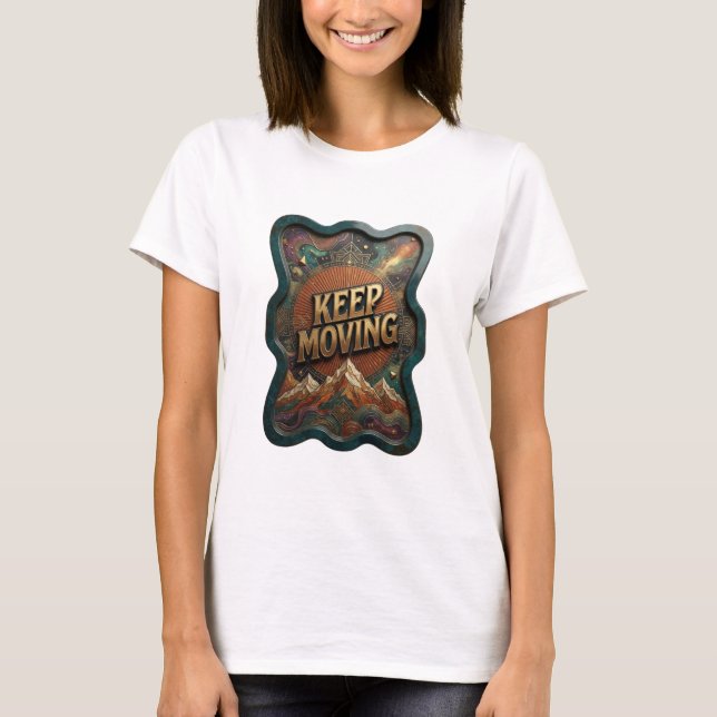Camiseta con declaración icónica KEEP MOVING en or (Anverso)