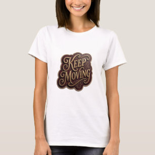 Camiseta con declaración KEEP MOVING en oro impact