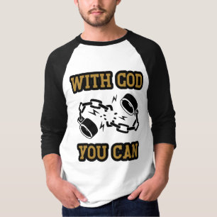 Camiseta Con Dios puedes tener fe fuerte 3/4 hombres