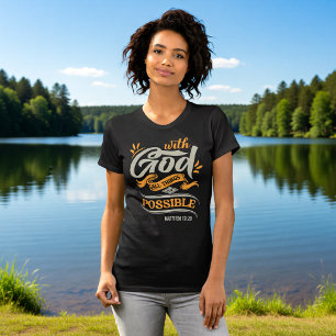Camiseta Con Dios Todas las Cosas Son Posibles Mateo 19:26
