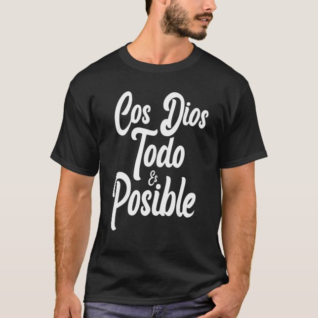Camiseta Con Dios Todo Es Posible - Christian Jesus Faith L (Anverso)