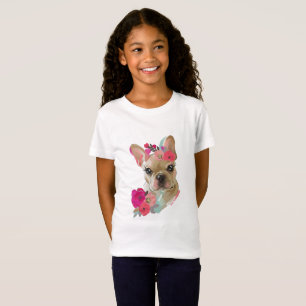 Camiseta con diseño de arte floral de bulldog fra