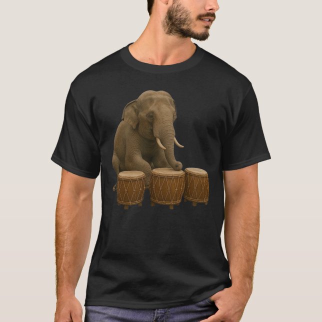 Camiseta con diseño de elefante tamborilero (Anverso)